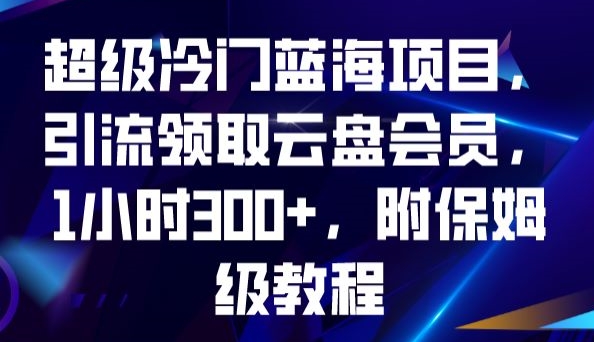 超级冷门蓝海项目，引流领取云盘会员，1小时300+，附保姆级教程-摸金项目网