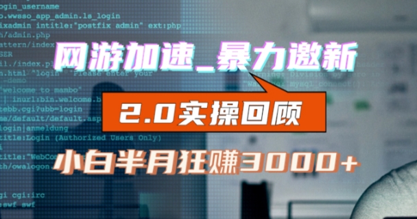 网游加速邀新，狂吃提成，适合小白，首月破千（v2.0版教程）【揭秘】-摸金项目网