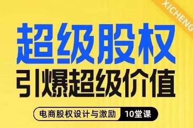 超级股权引爆超级价值，电商股权设计与激励10堂线上课-摸金项目网
