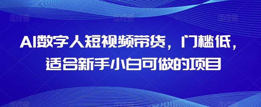 AI数字人短视频带货，门槛低，适合新手小白可做的项目-摸金项目网