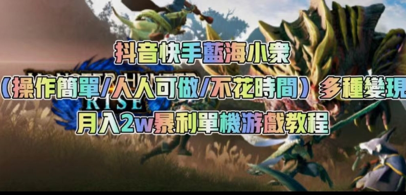 抖音快手蓝海小众（操作简单人人可做不花时间）多种变现月入2w＋暴利单机游戏教程-摸金项目网