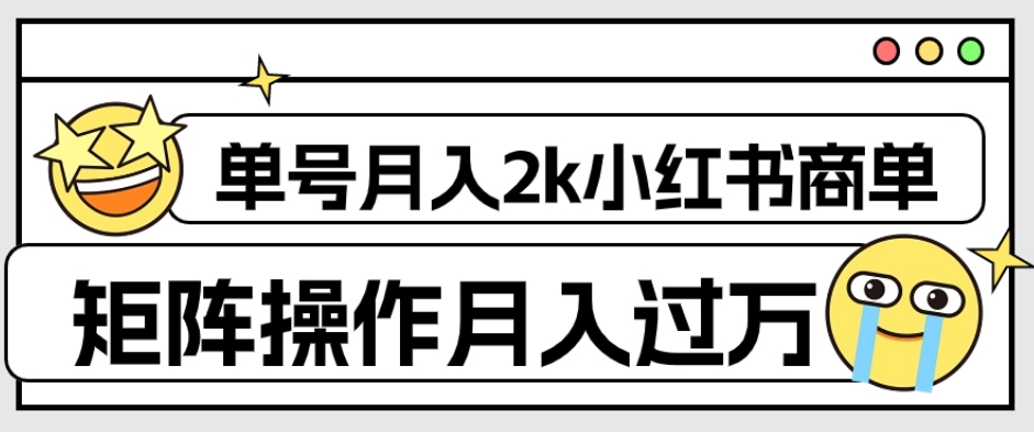 外面收费1980的小红书商单保姆级教程，单号月入2k，矩阵操作轻松月入过万-摸金项目网