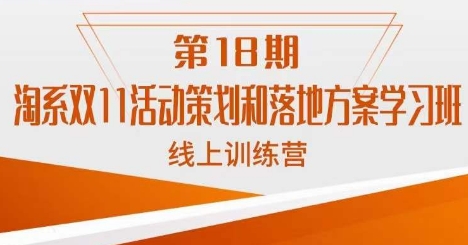 南掌柜·淘系双11活动策划和落地方案线上课18期-摸金项目网