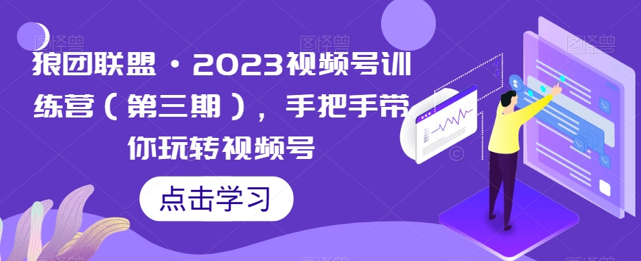 狼团联盟·2023视频号训练营（第三期），手把手带你玩转视频号-摸金项目网