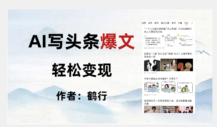 暴力拆解AI写头条爆文，轻松日入500+-摸金项目网