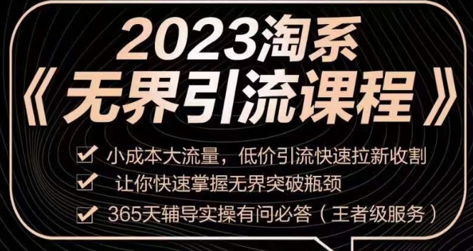 2023淘系无界引流实操课程，​小成本大流量，低价引流快速拉新收割，让你快速掌握无界突破瓶颈-摸金项目网