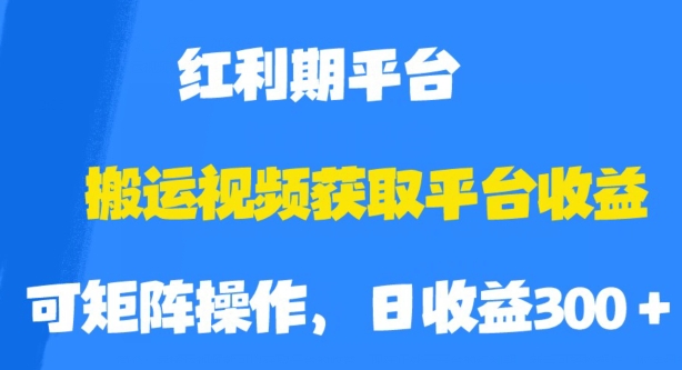 搬运视频获取平台收益，平台红利期，附保姆级教程【揭秘】-摸金项目网