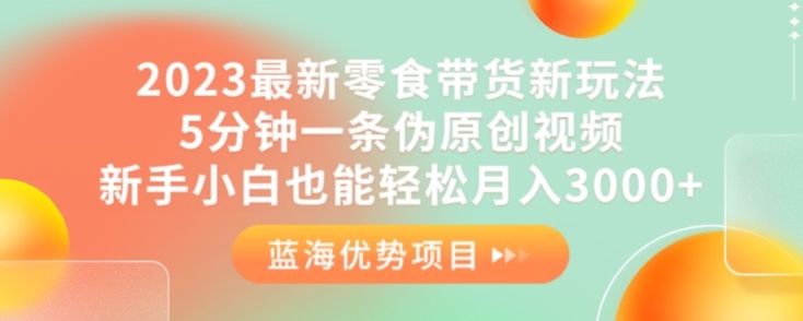 2023最新零食带货新玩法，5分钟一条伪原创视频，新手小白也能轻松月入3000+【揭秘】-摸金项目网