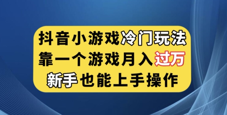 抖音小游戏冷门玩法，靠一个游戏月入过万，新手也能轻松上手【揭秘】-摸金项目网