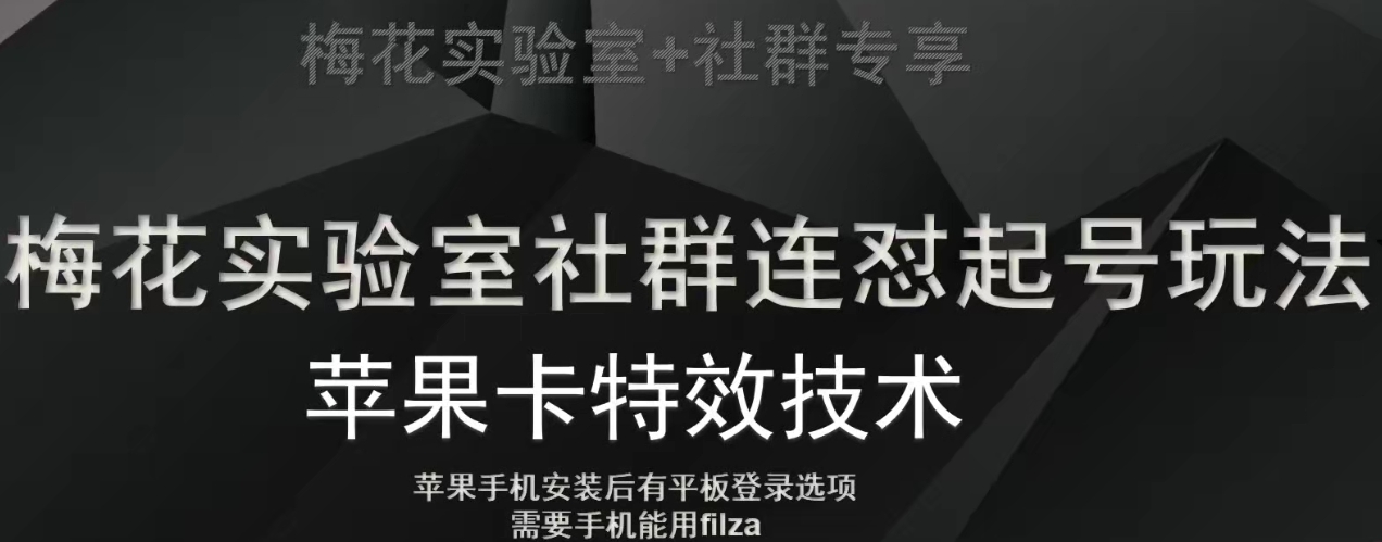 梅花实验室社群视频号连怼起号玩法，最新苹果卡特效技术-摸金项目网