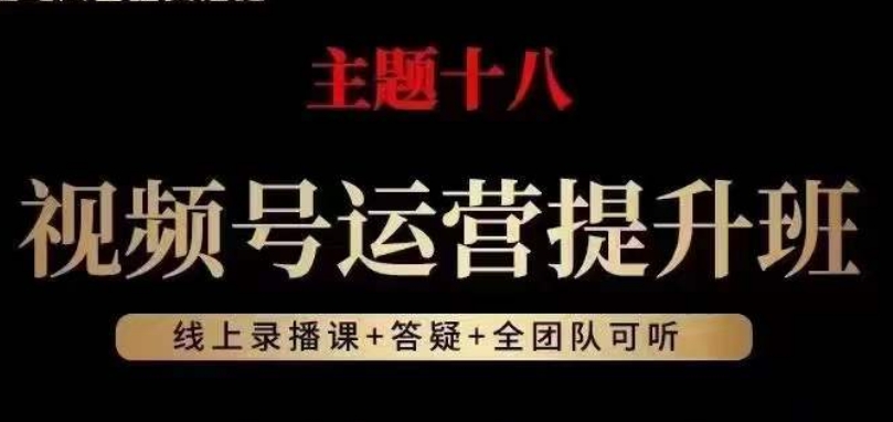 视频号运营提升班，从底层逻辑讲，2023年最佳流量红利！-摸金项目网