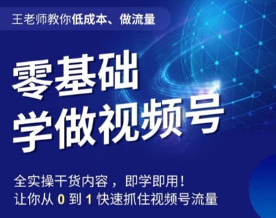 王老师教你低成本、做流量，零基础学做视频号，0-1快速抓住视频号流量-摸金项目网