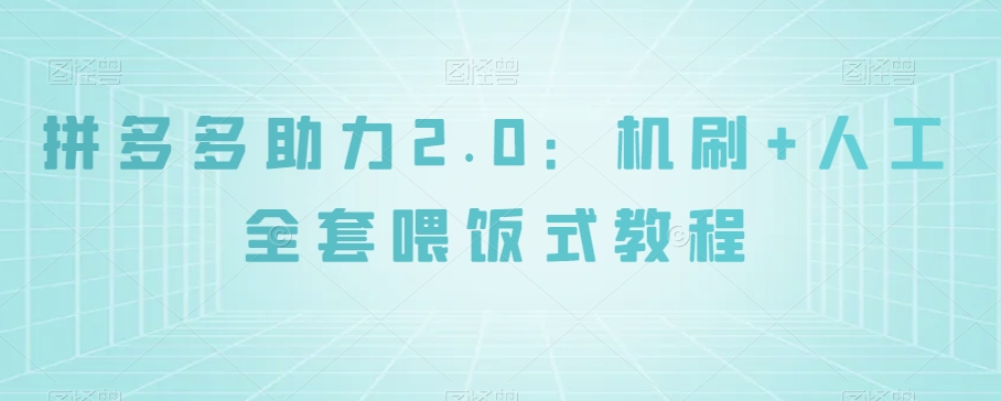 拼多多助力2.0：机刷+人工全套喂饭式教程【揭秘】-摸金项目网