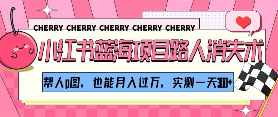 小红书蓝海项目路人消失术，帮人p图，也能月入过万，实测一天300+【揭秘】-摸金项目网