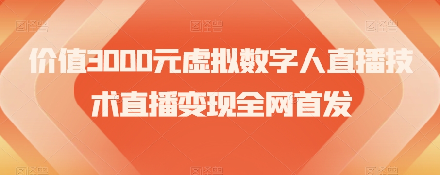 价值3000元虚拟数字人直播技术直播变现全网首发【揭秘】-摸金项目网