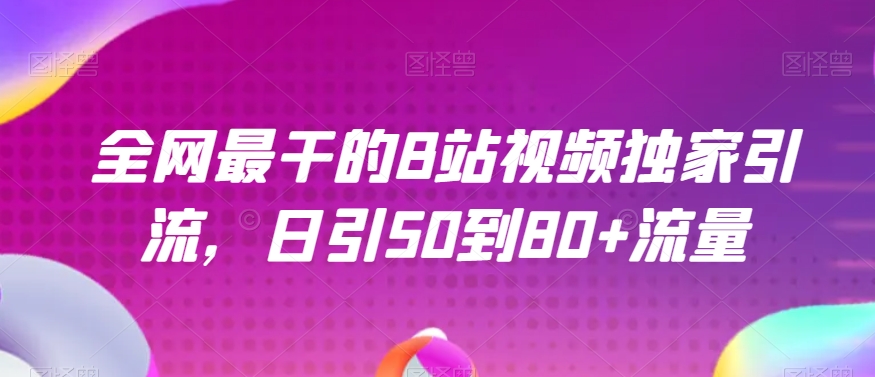全网最干的B站视频独家引流，日引50到80+流量【揭秘】-摸金项目网
