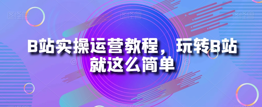 B站实操运营教程，玩转B站就这么简单-摸金项目网