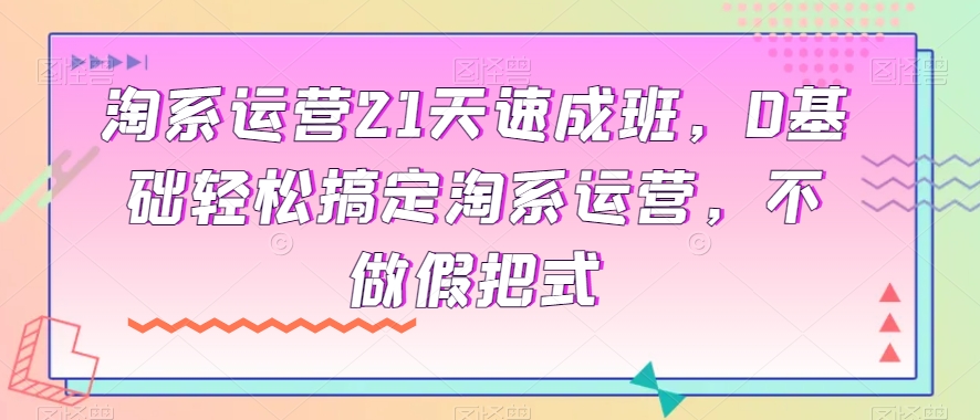 淘系运营21天速成班，0基础轻松搞定淘系运营，不做假把式-摸金项目网