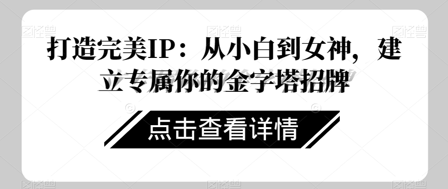 打造完美IP：从小白到女神，建立专属你的金字塔招牌-摸金项目网