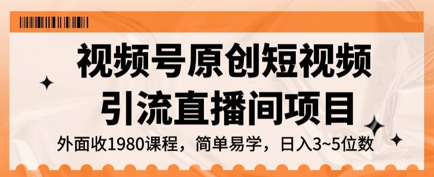 视频号原创短视频引流直播间项目，日入3~5五位数【揭秘】-摸金项目网