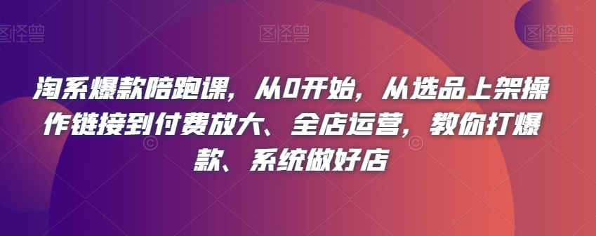 淘系爆款陪跑课，从0开始，从选品上架操作链接到付费放大、全店运营，教你打爆款、系统做好店-摸金项目网