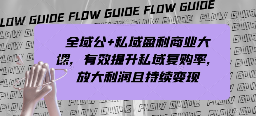 全域公+私域盈利商业大课，有效提升私域复购率，放大利润且持续变现-摸金项目网