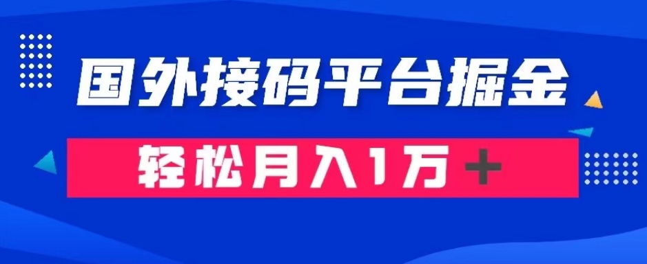 通过国外接码平台掘金：成本1.3，利润10＋，轻松月入1万＋【揭秘】-摸金项目网