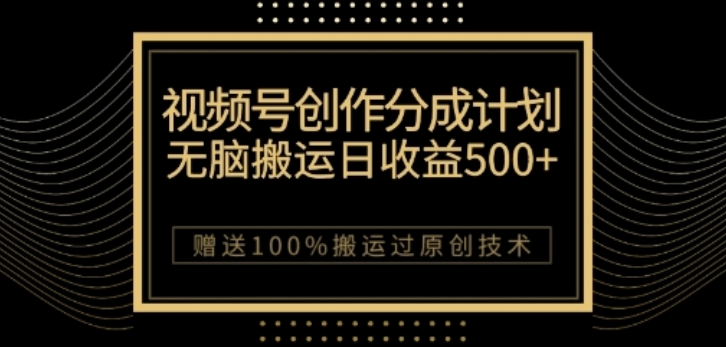 视频号分成计划与私域双重变现，纯搬运无技术，日入3~5位数【揭秘】-摸金项目网