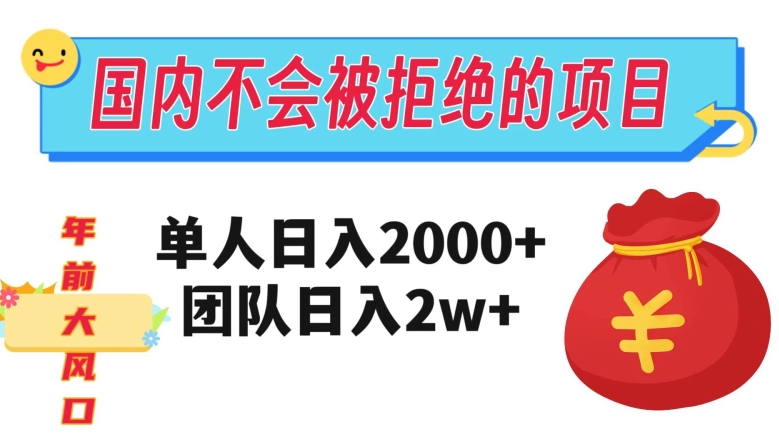 在国内不怕被拒绝的项目，单人日入2000，团队日入20000+【揭秘】-摸金项目网
