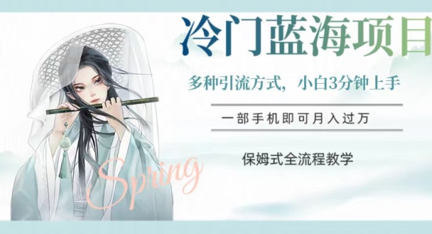 冷门蓝海项目，操作简单，小白3分钟上手，多种引流方式，保姆式全流程教学【揭秘】-摸金项目网