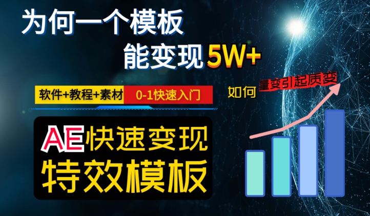 AE视频特效模板变现月入3-5W，0-1快速入门，软件+教程+素材-摸金项目网