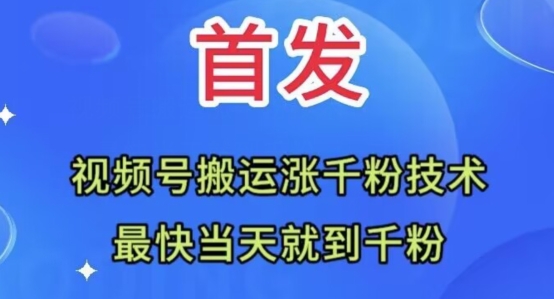 全网首发：视频号无脑搬运涨千粉技术，最快当天到千粉【揭秘】-摸金项目网