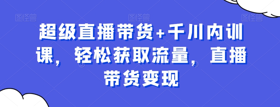 超级直播带货+千川内训课，轻松获取流量，直播带货变现-摸金项目网