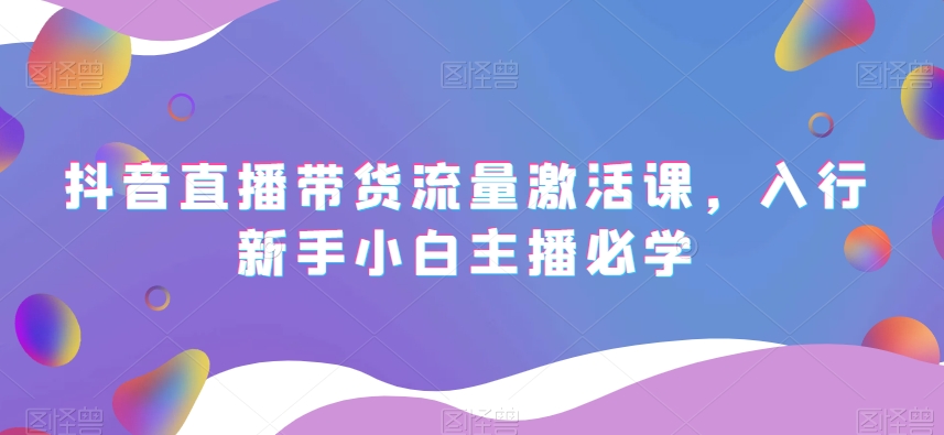 抖音直播带货流量激活课，入行新手小白主播必学-摸金项目网