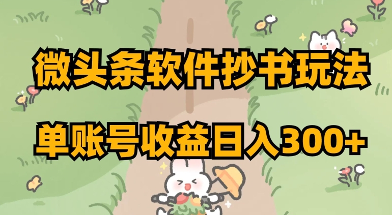 微头条软件抄书玩法，单账号收益日入300+【揭秘】-摸金项目网