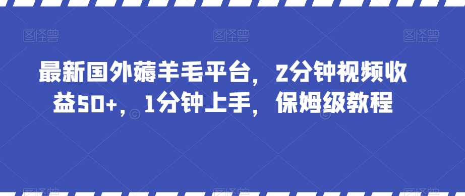 最新国外薅羊毛平台，2分钟视频收益50+，1分钟上手，保姆级教程【揭秘】-摸金项目网