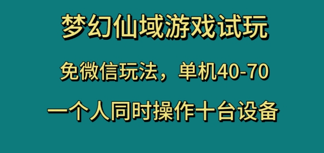 梦幻仙域游戏试玩，免微信玩法，单机40-70，一个人同时操作十台设备【揭秘】-摸金项目网