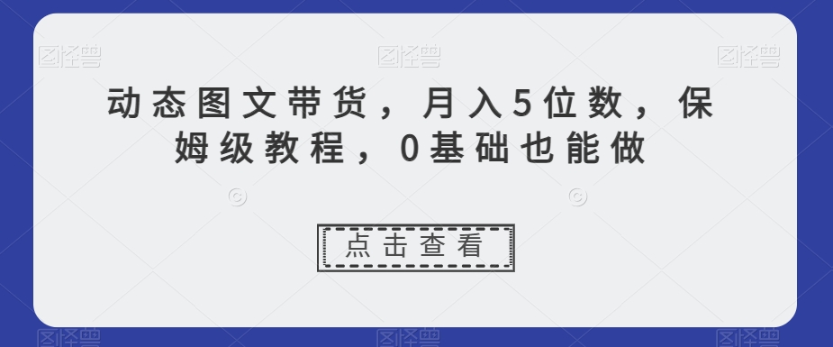 动态图文带货，月入5位数，保姆级教程，0基础也能做【揭秘】-摸金项目网