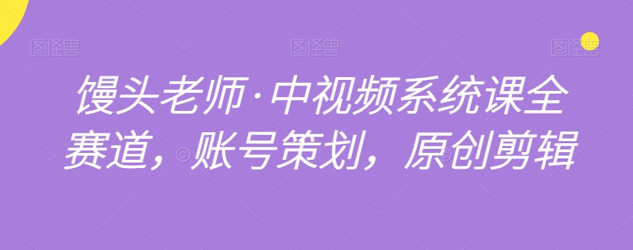 馒头老师·中视频系统课全赛道，账号策划，原创剪辑-摸金项目网