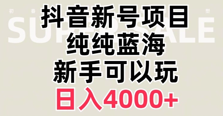 抖音蓝海赛道，必须是新账号，日入4000+【揭秘】-摸金项目网