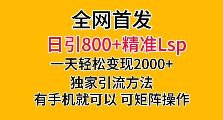 全网首发！日引800+精准老色批，一天变现2000+，独家引流方法，可矩阵操作【揭秘】-摸金项目网