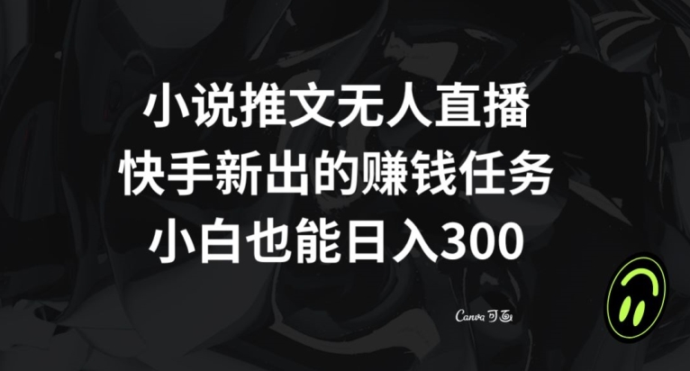 小说推文无人直播，快手新出的赚钱任务，小白也能日入300+【揭秘】-摸金项目网