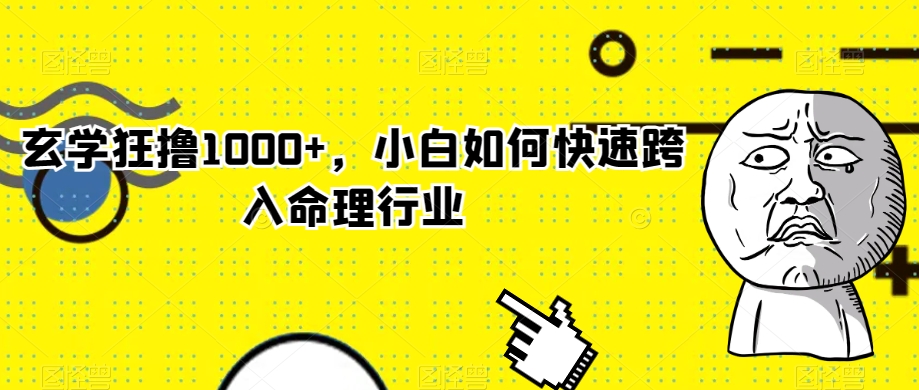 玄学狂撸1000+，小白如何快速跨入命理行业【揭秘】-摸金项目网