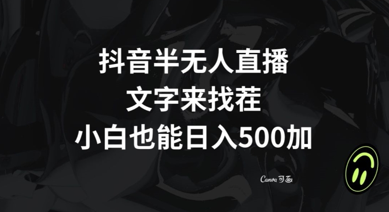 抖音半无人直播，文字来找茬小游戏，每天收益500+【揭秘】-摸金项目网
