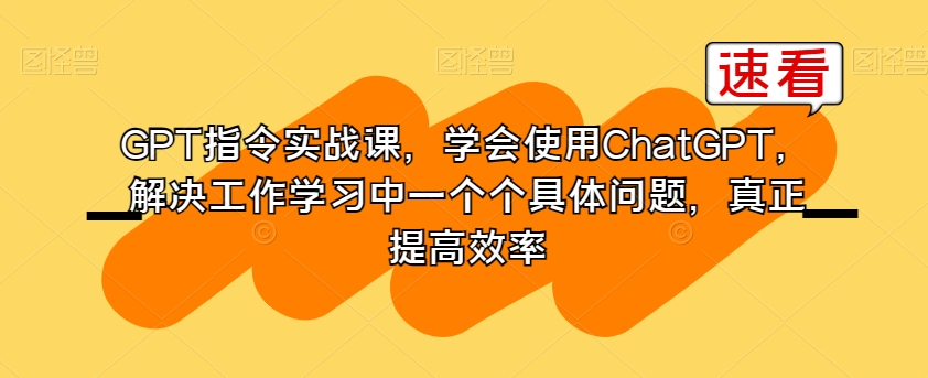 GPT指令实战课，学会使用ChatGPT，解决工作学习中一个个具体问题，真正提高效率-摸金项目网