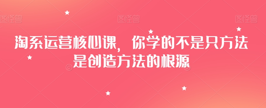 淘系运营核心课，你学的不是只方法是创造方法的根源-摸金项目网