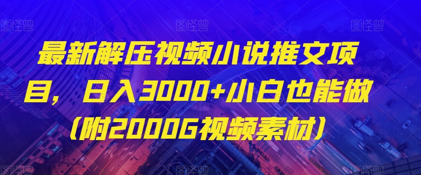 最新解压视频小说推文项目，日入3000+小白也能做（附2000G视频素材）【揭秘】-摸金项目网