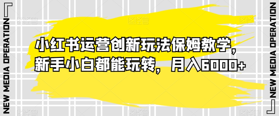 小红书运营创新玩法保姆教学，新手小白都能玩转，月入6000+【揭秘】-摸金项目网