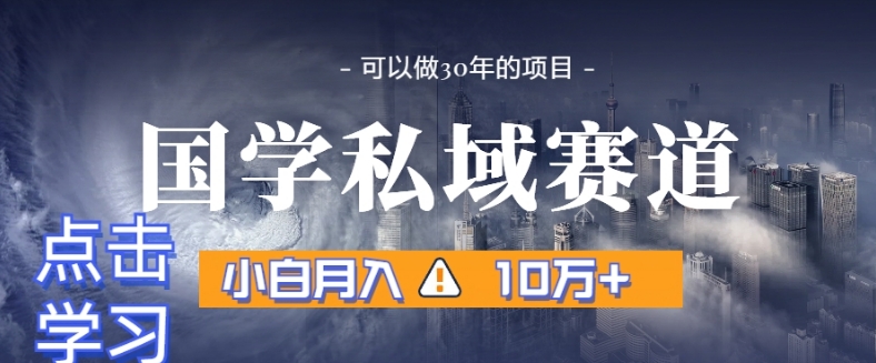 暴力国学私域赛道，小白月入10万+，引流+转化完整流程【揭秘】-摸金项目网