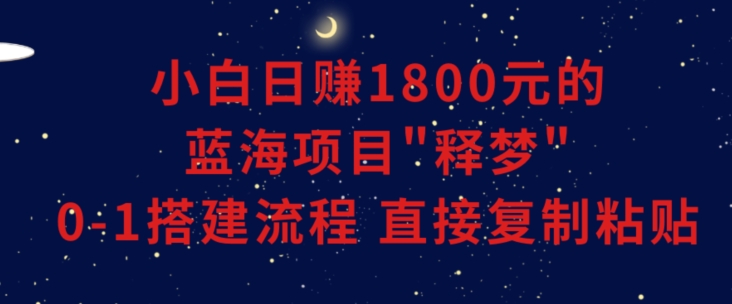 小白能日赚1800元的蓝海项目”释梦”0-1搭建流程可直接复制粘贴长期做【揭秘】-摸金项目网